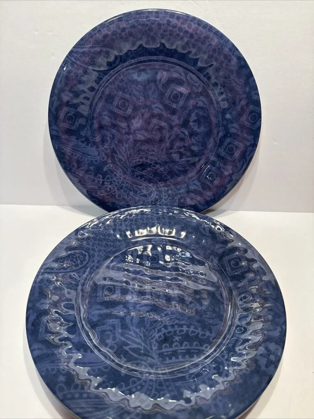 Set of 4 Southern Living Melamine Plates Navy Exclusively Dillards 9.25